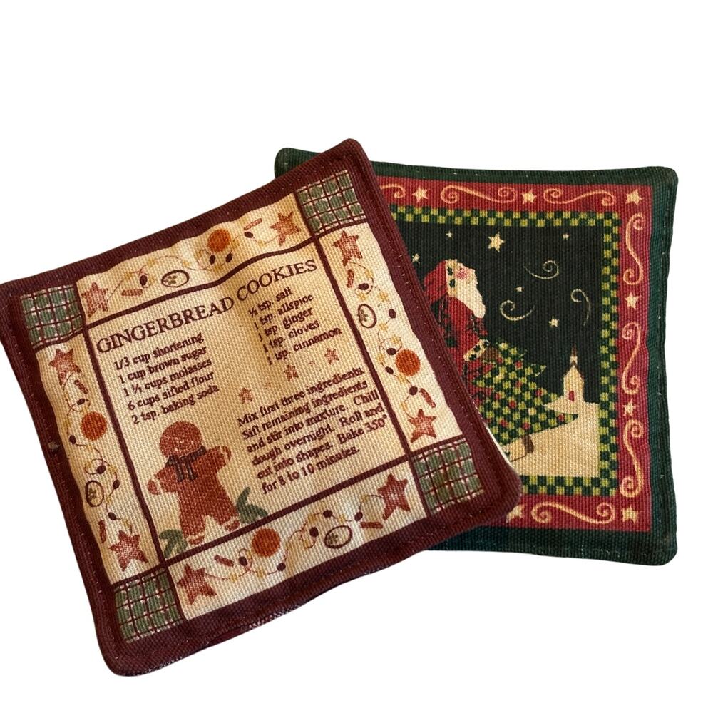Christmas Scented Spice Mug Mat Coaster Set of 2 Gingham Back Cottage Decor